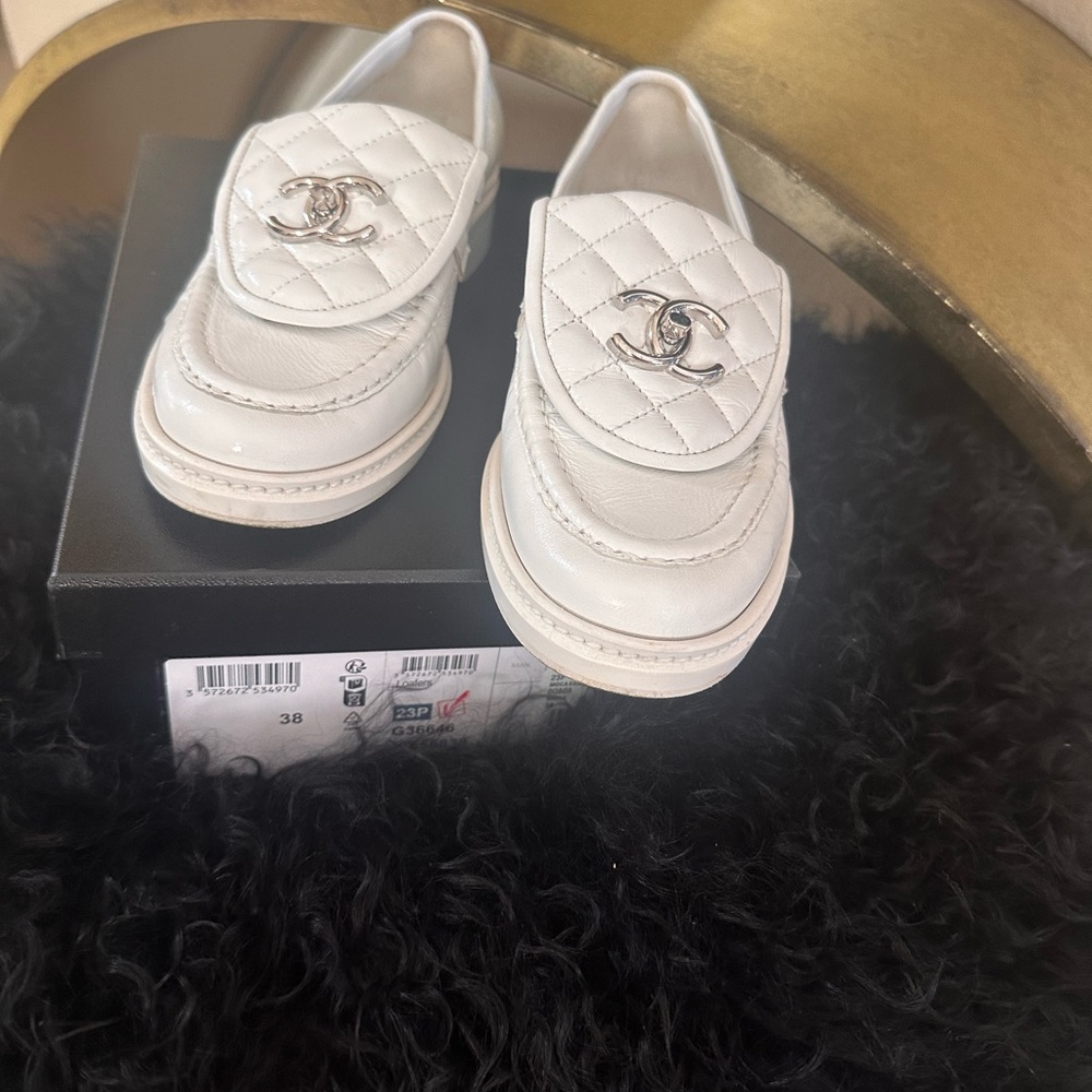 Chanel Women’s White Flap Loafers